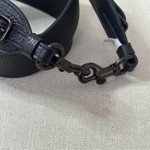 Coach Thick Pebbled Leather Guitar Strap Black Gunmetal Copper - Picture 6 of 11